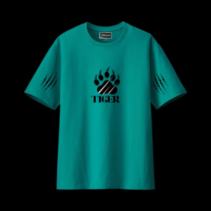 Tiger Combat Oversized T-Shirt – 240 GSM | 100% Cotton | Teal